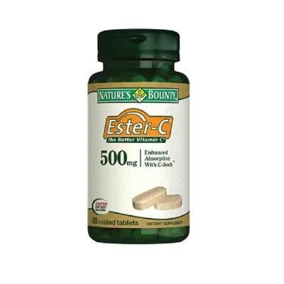 Nature's Bounty Ester-C 500mg - 60 Tablets - Gentle Vitamin C for Immune Support, Gluten & Dairy Free