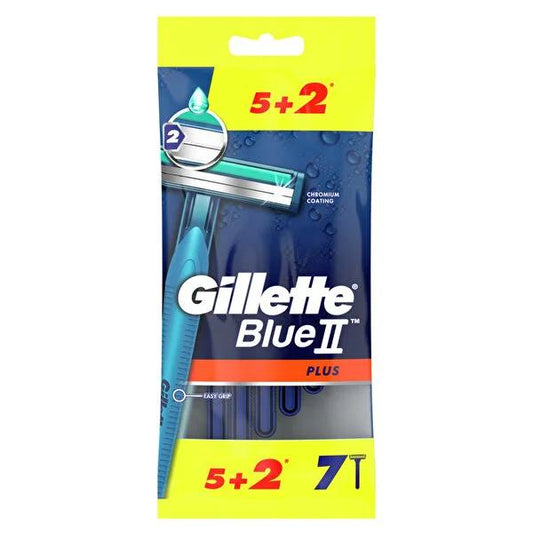 Gillette Blue 2 Plus: 7-Pack Twin Blade Disposable Razors for a Comfortable, Close Shave - Trusted & Affordable
