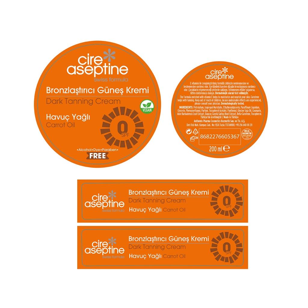 Cire Aseptine Carrot Tanning Sun Cream 0SPF 200 ml