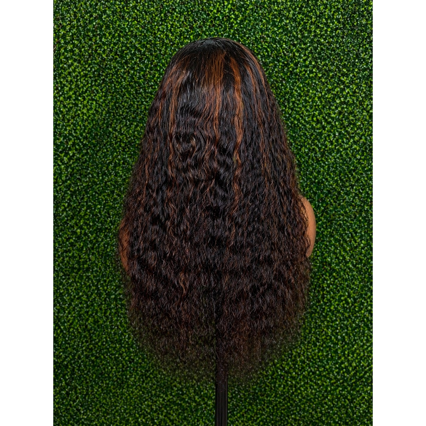 KB Deep Wave 13x4 HD Lace Front Wig – 22” Human Hair with Brown Highlights | Pre-Plucked