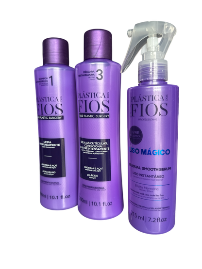 Cadiveu Plastica Dos Fios Sexy Hair Set. Detox Shampoo,Conditioner and Magic Fluid