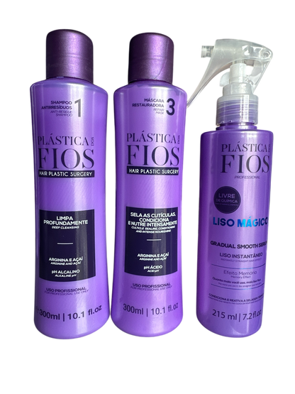 Cadiveu Plastica Dos Fios Sexy Hair Set. Detox Shampoo,Conditioner and Magic Fluid