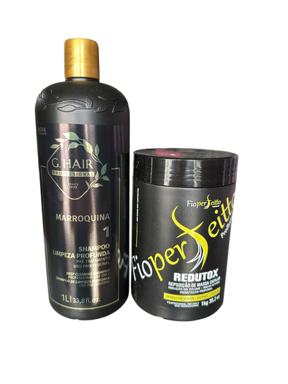 Keratin Treatment Kit G Hair Moroccan Detox Shampoo And Fio Perfeitto Hair Btox Mask 33.8fl.oz 1000ml