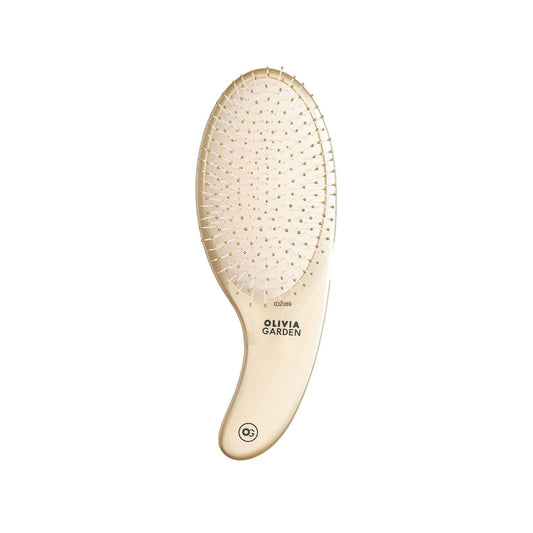 Olivia Garden Expert Care Curve Hair Brush - Detangling Nylon Bristles, Gold Finish for Comfortable Hair Styling