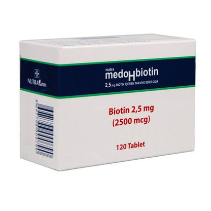 Dermoskin Medohbiotin Biotin 2.5mg Tablets - 120 Count Dietary Supplement for Hair, Skin, and Nail Health