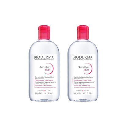 Bioderma Sensibio H2O Micellar Water for Sensitive Skin, Gentle Makeup Remover and Cleanser - 500ml Twin Set