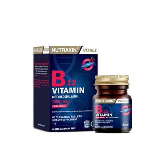 Nutraxin Vitamin B12 Supplement 1000 mcg - Methylcobalamin Sublingual Tablets for Vegans & Vegetarians, 60 Count