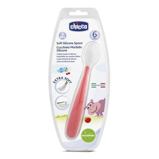Chicco Baby Spoon - Soft Silicone Weaning Spoon for Babies 6 Months+, BPA-Free, Ergonomic Design