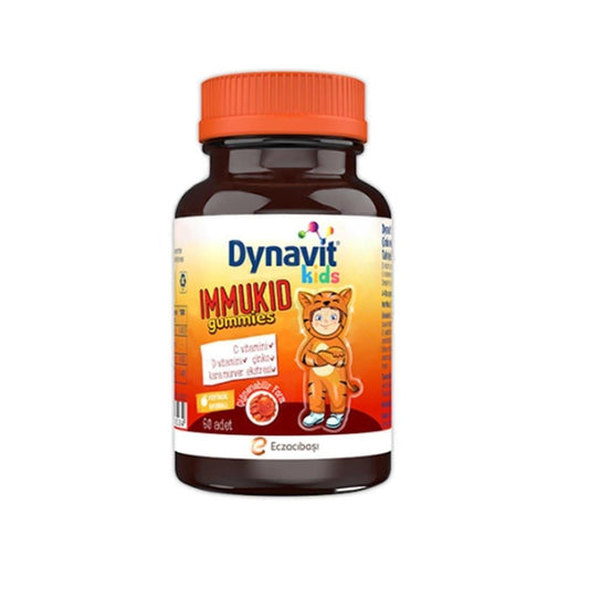 Dynavit Kids Immukid 60 Gummies - Immune System Support for Children with Vitamin C, D, Zinc, and Elderberry