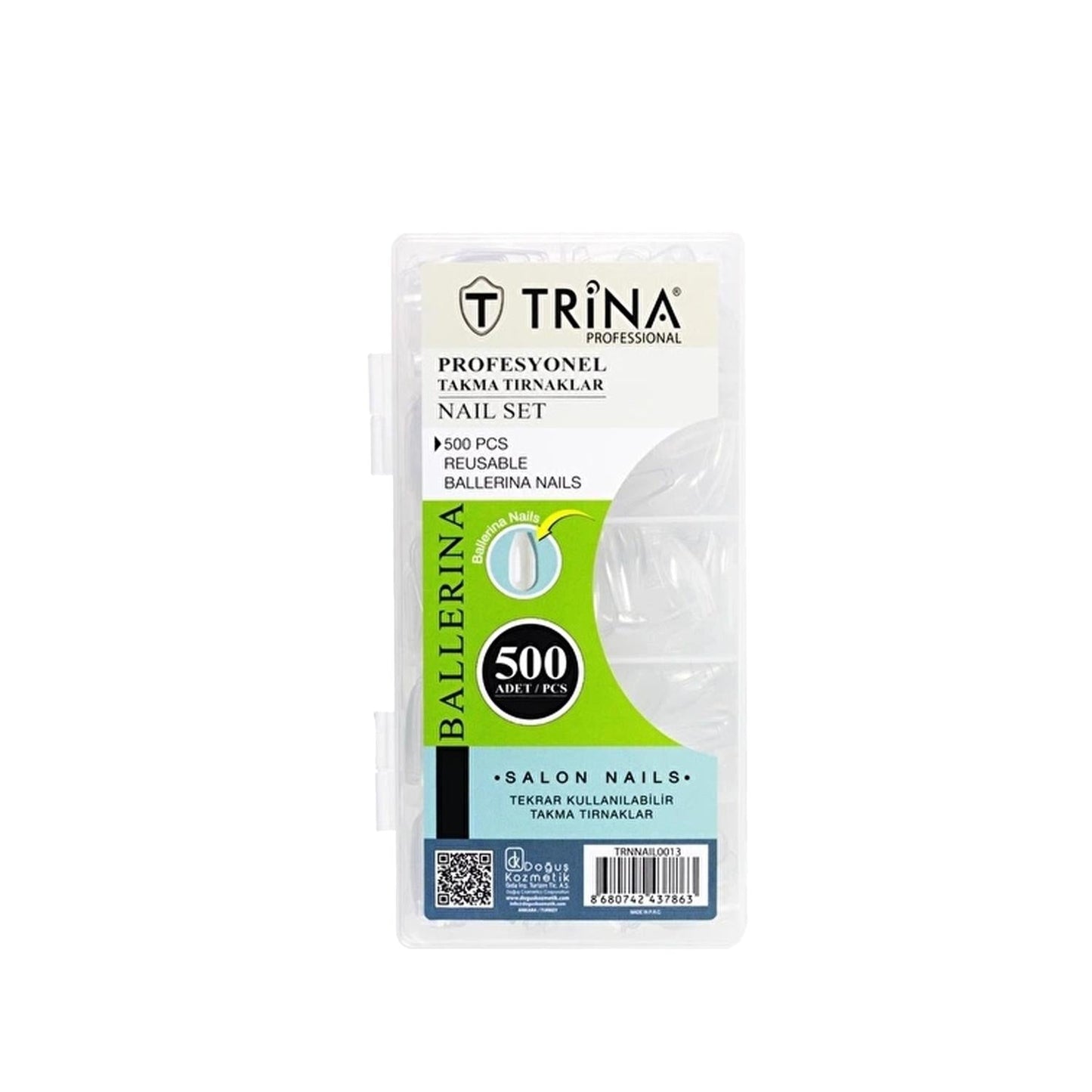 Trina Artificial Ballerina Nails - 500 Pieces, Cosmetic Nail Enhancements for Aesthetic Purposes