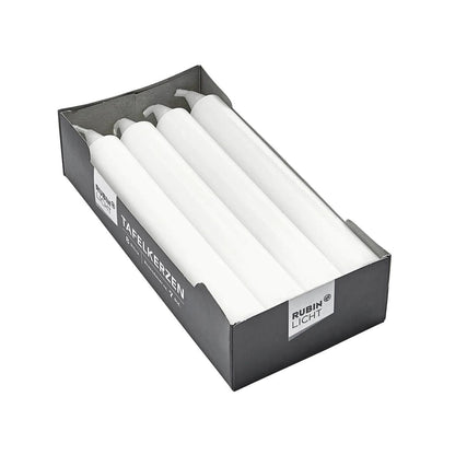 Rubin Licht White Taper Candles for Elegant Dining 8-Pack
