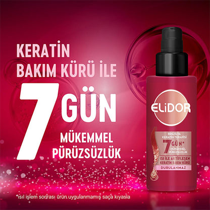 Elidor Brazilian Keratin Therapy Heat Activated Hair Treatment - Smooths Frizz, Repairs Damage, & Straightens - Keratin & Marula Oil Infused, 90ml