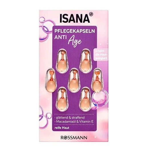 Isana Anti-Aging Facial Serum Capsules: Reduce Wrinkles & Protect from UV Damage with Macadamia, Jojoba Oil & Vitamin E