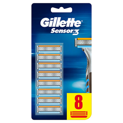 Gillette Sensor3 Razor Blade Refills (8-Count) - For Smooth, Close Shaves, Compatible with All Sensor Handles