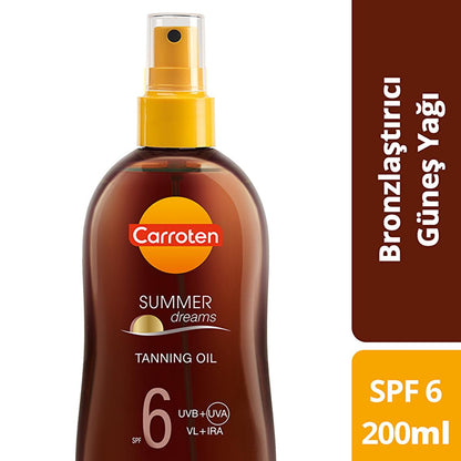 Carroten Summer Dreams: Deep Tanning SPF 6 Oil Spray - Vegan, UVB/UVA/IRA Protection, Tanning Accelerator, Coconut Scent - Bronzing & Moisturizing