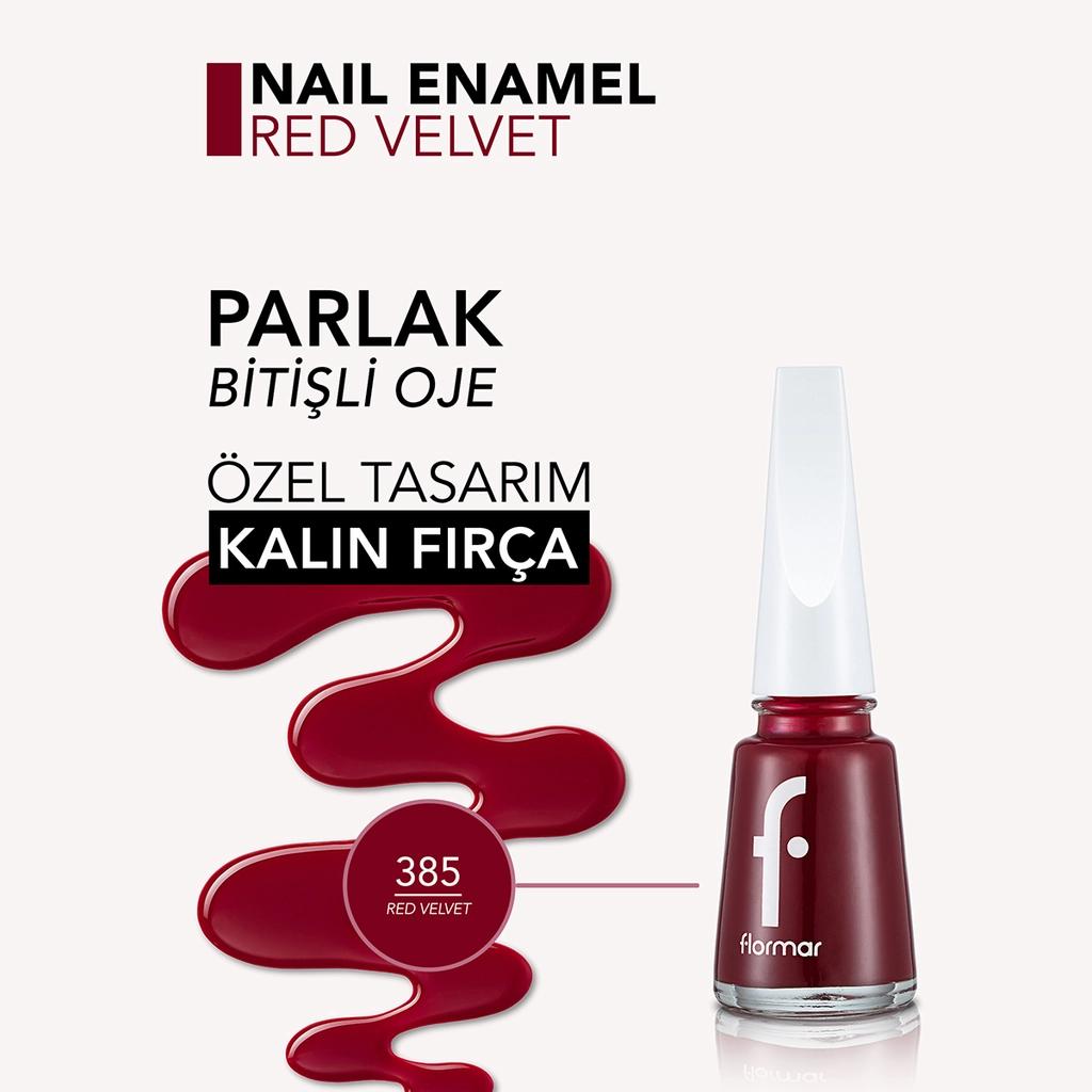 Flormar Nail Enamel Intense Pigmented Nail Polish 385 Red Velvet 11ml