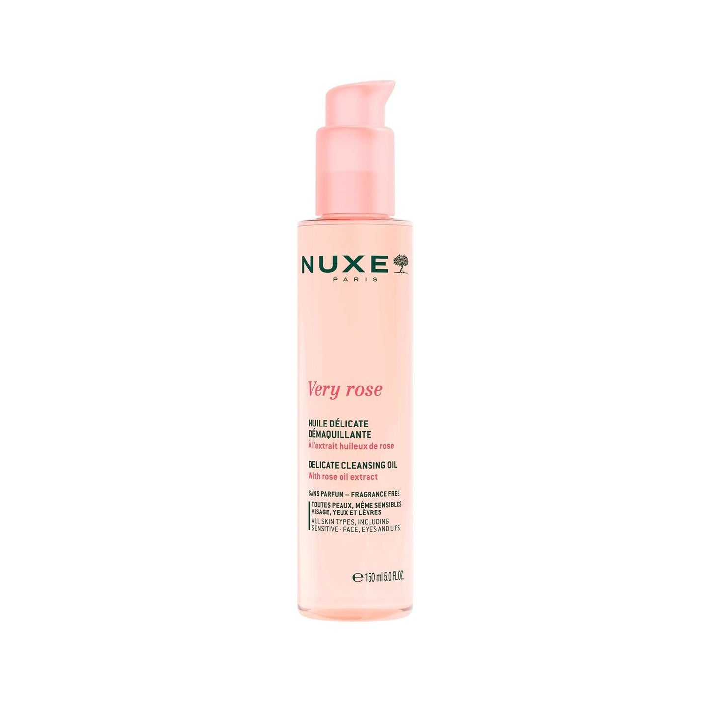 Nuxe Very Rose Cleansing Oil for Sensitive Skin - Gentle Makeup Remover and Natural Skincare - 150ml