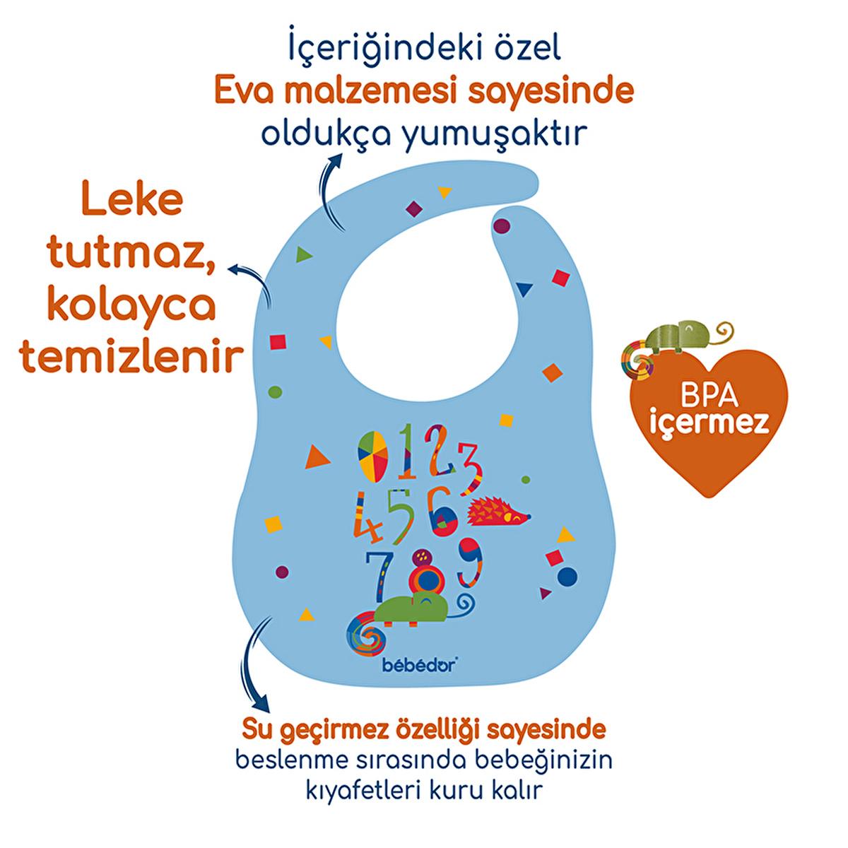 Bebedor Baby Bib - Easy Clean, Stain Resistant Velcro Feeding Bib for Infants & Toddlers - BPA Free, Educational Designs