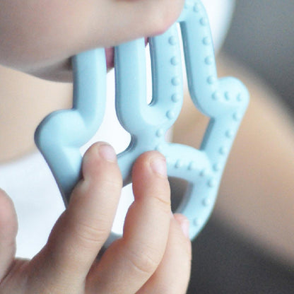 OiOi Baby Silicone Teether - Mineral Blue, Safe & Effective Teething Relief for Infants