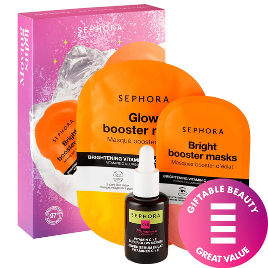 Sephora Collection Vitamin C Skincare Set: Boost Radiance & Glow | Includes Face Mask, Eye Mask & Super Glow Serum