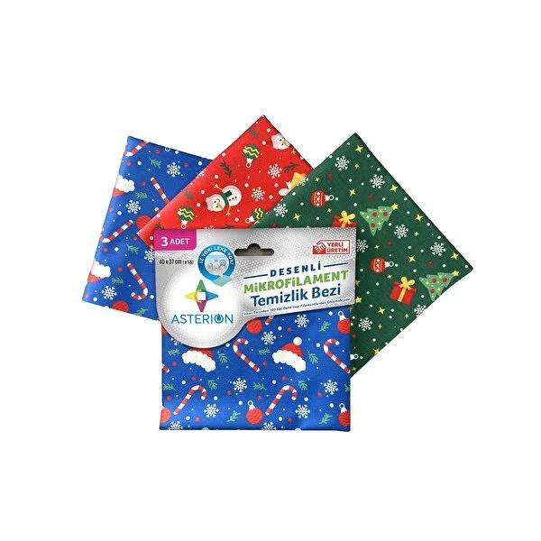 Asterion New Year's Microfiber Cleaning Cloth 3-Pack - Effective, Gentle, and Decorative Cleaning Solution