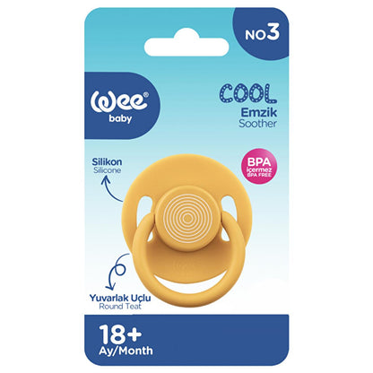 Wee Baby Cool Silicone Baby Pacifier for 18 Months Old - Round Tip, Orthodontic Design