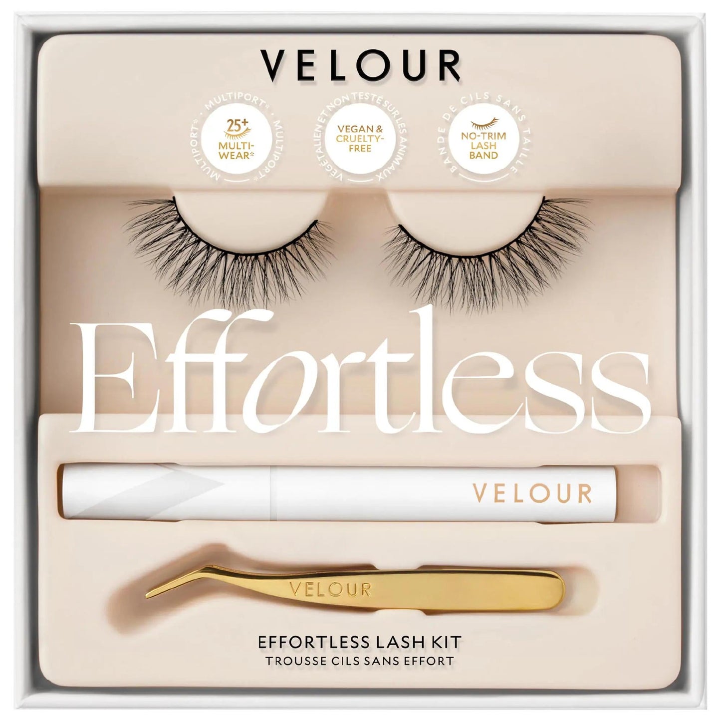 Effortless Kit: Natural False Eyelash Kit - No Trim, No Measure, Latex-Free Adhesive, Beginner-Friendly, Reusable 25+ Times