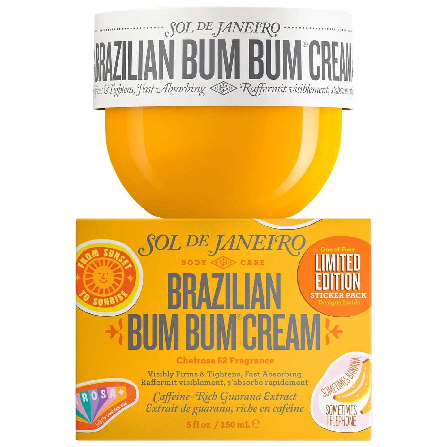 Sol de Janeiro Brazilian Bum Bum Visibly Firming Refillable Body Cream with Caffeine-Rich Guaranˆ - Hydrating, Non-Greasy Moisturizer for Dry Skin