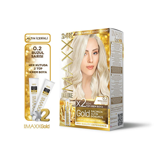 Maxx Deluxe Golden Beauty 24K Hair Dye - Nourishing, Long-Lasting Color with Nano Gold & Golden Shine
