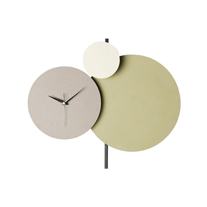 Muyika Handmade Metal Wall Clock - Unique Decorative Silent Sweep Clock for Home and Office (Green-Grey-Cream)