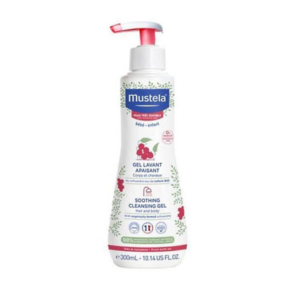Mustela Baby Shampoo Soothing Cleansing Gel 300ml - Gentle, Natural, Vegan, Fragrance-Free for Sensitive Skin