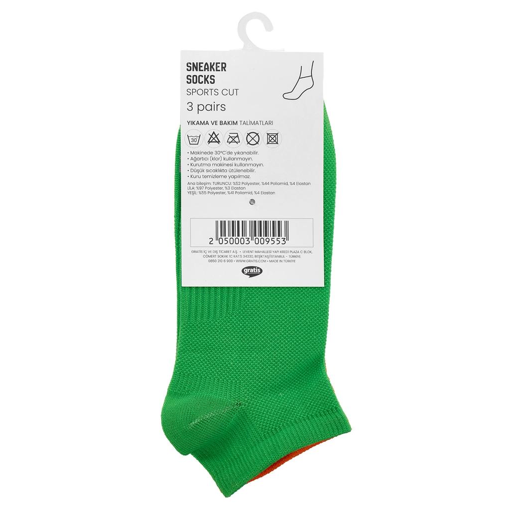 Eklips Unisex Colorful Sports Sneaker Socks 3-Pack
