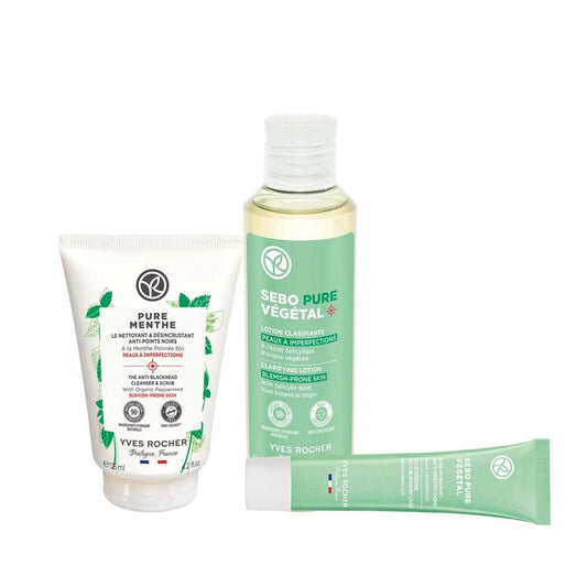 Sebo Pure Vegetal Acne-Prone Skin Care Set - Daily Cleansing Routine with Organic Mint & Botanical Salicylic Acid