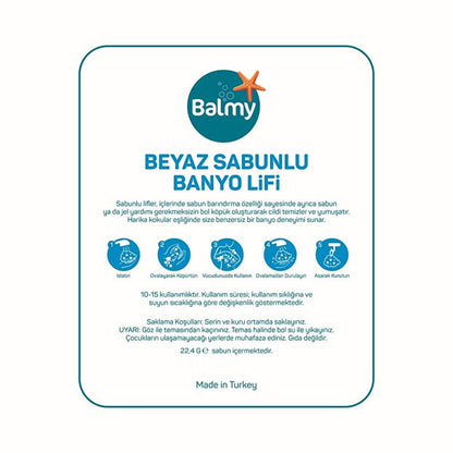 Balmy White Soap-Infused Bath Loofah - Dermatologically Tested, Luxurious Bathing Experience