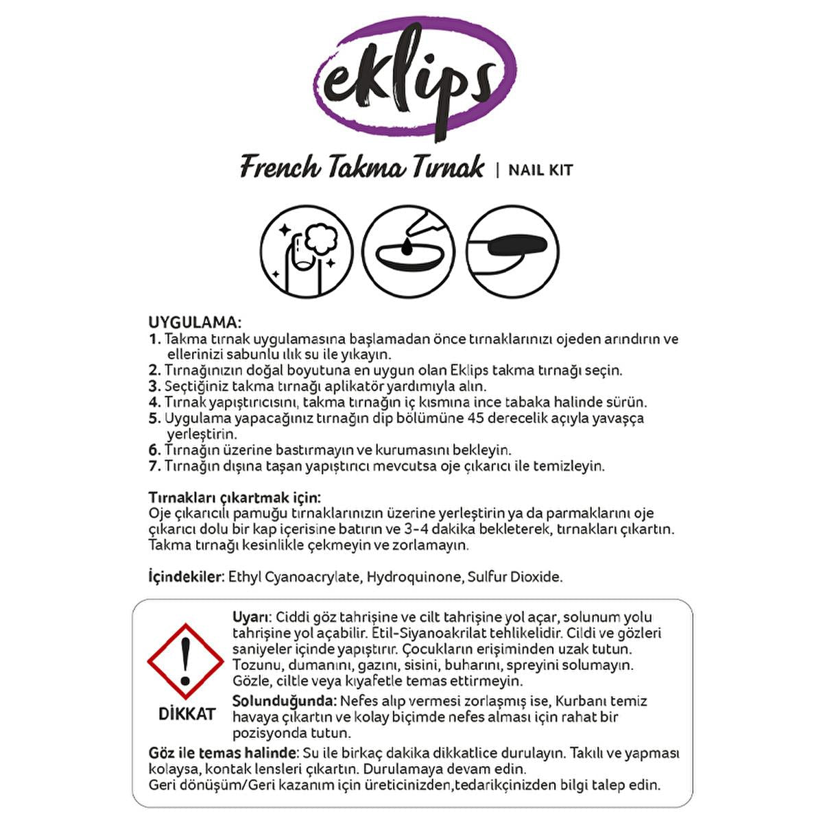 Eklips French Peach False Nails - Short KŸt Style, Ready to Wear, Easy Application with Glue & Tool Included