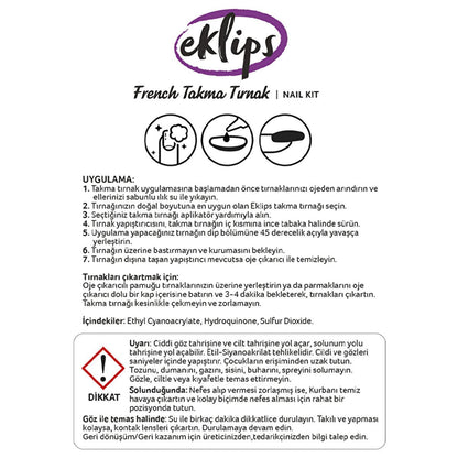 Eklips French Peach False Nails - Short KŸt Style, Ready to Wear, Easy Application with Glue & Tool Included