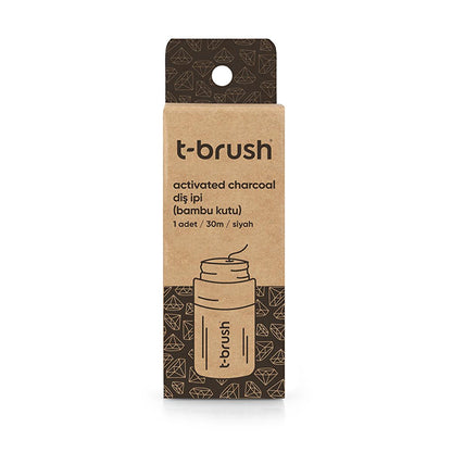 T-Brush Activated Charcoal Bamboo Dental Floss - Eco-Friendly, Vegan, Plastic-Free - Freshens Breath & Prevents Plaque