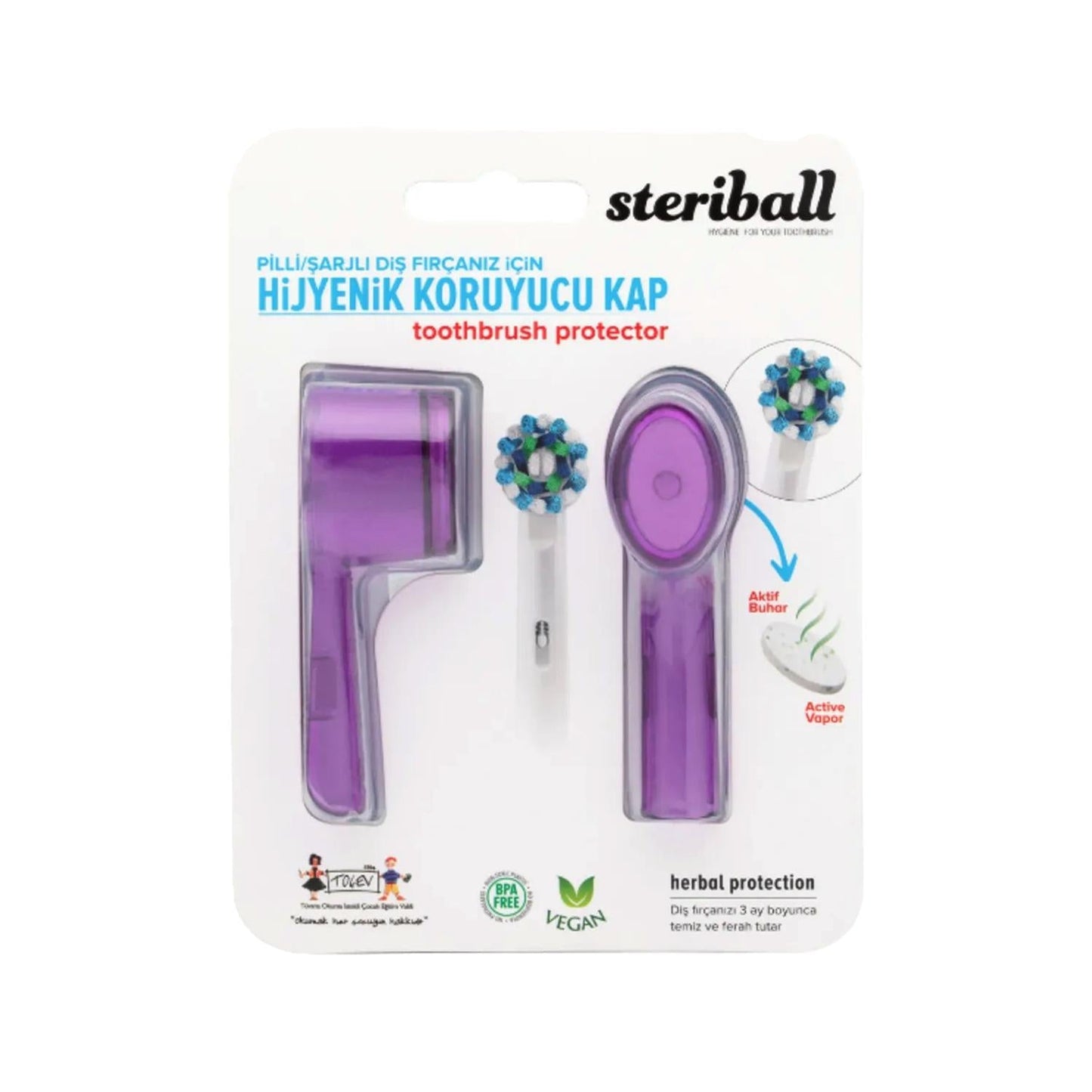 Steriball Hygienic Toothbrush Holder Purple 2-Pack - Electric Toothbrush Container for Steriball Brushes