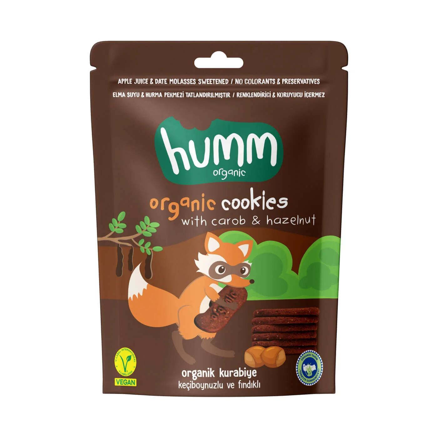 Humm Organik Vegan Carob & Hazelnut Cookies, Organic Snack 55g