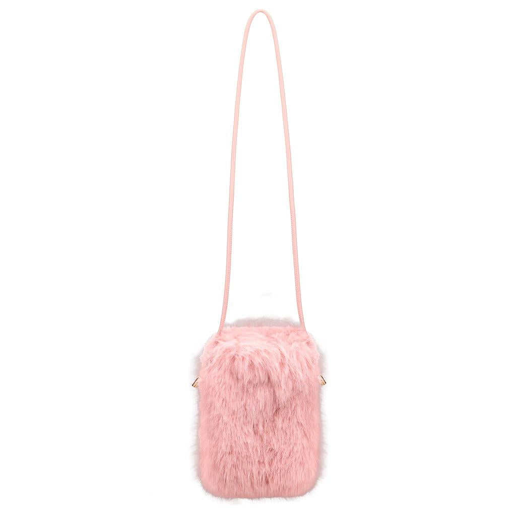 Eklips Pink Plush Phone Bag with Soft Texture