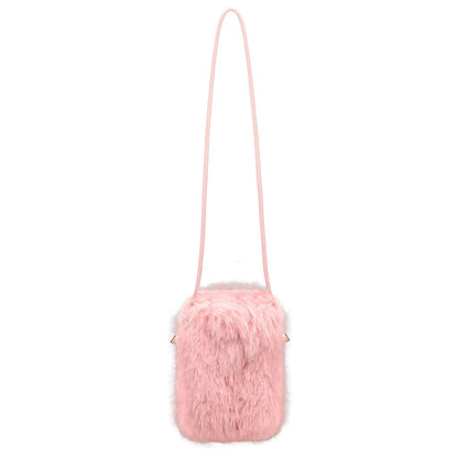 Eklips Pink Plush Phone Bag with Soft Texture