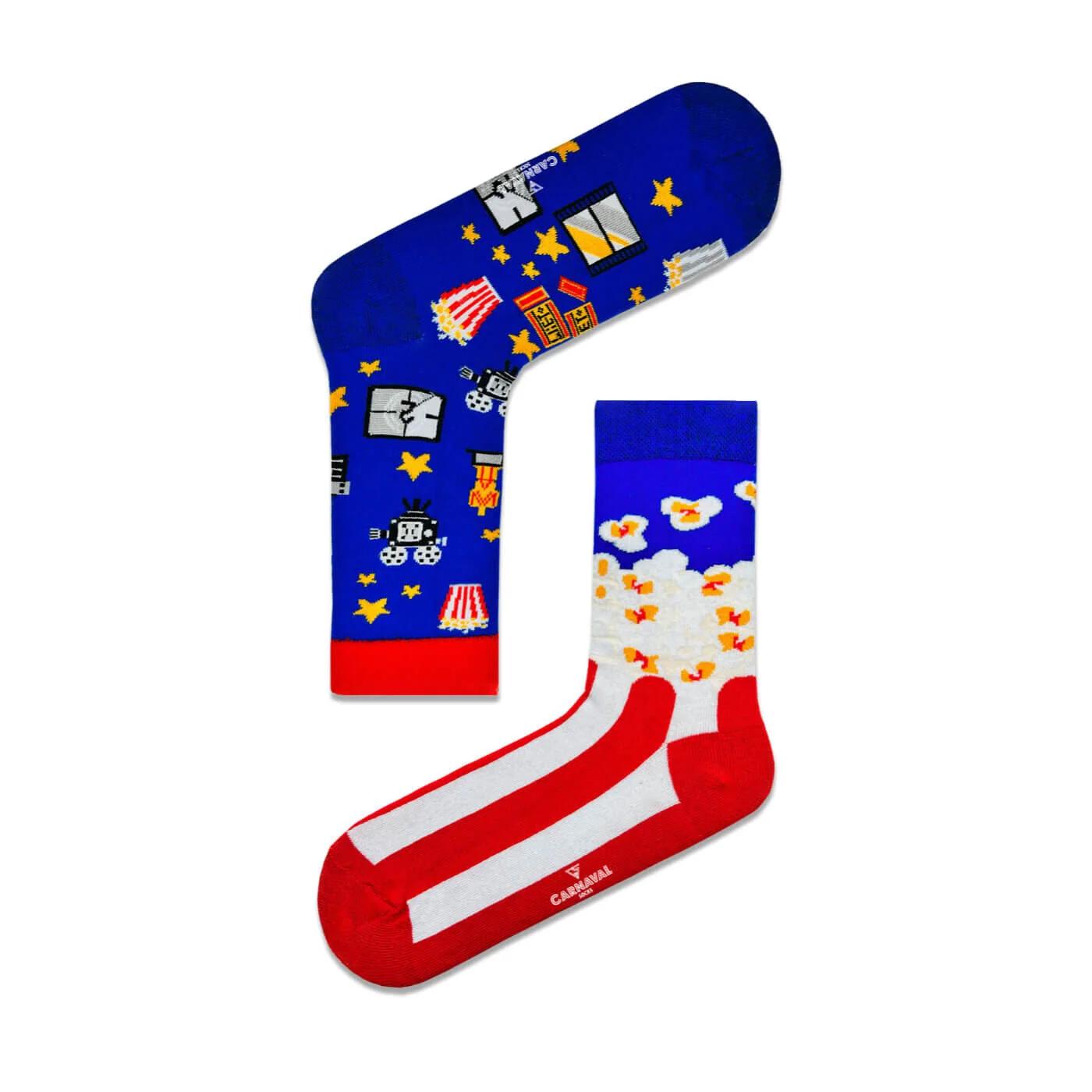 Carnaval Socks Popcorn Mismatched Crew Socks - 1 Pair