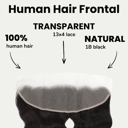 Malaysian Body Wave 13x4 Transparent Lace Human Hair Frontal