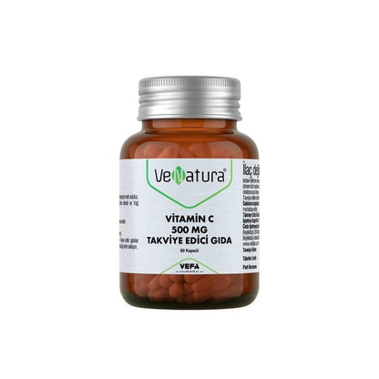 VeNatura Vitamin C Supplement 500mg - 60 Capsules for Immune System Support & Energy Boost