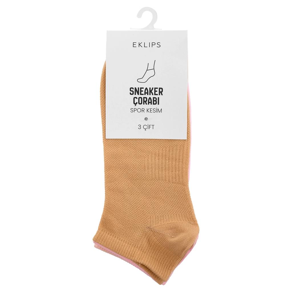 Eklips Unisex Athletic Sneaker Socks 3-Pack in Purple & Orange