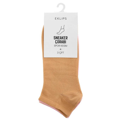 Eklips Unisex Athletic Sneaker Socks 3-Pack in Purple & Orange