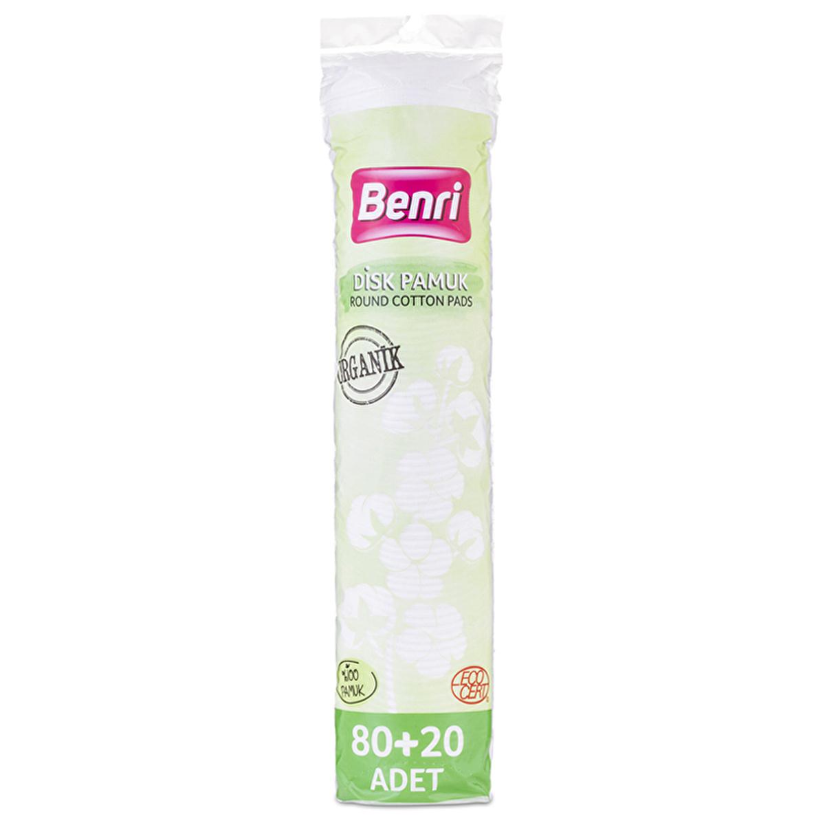 Benri Organic Makeup Removal Pads - Gentle, Effective, and Eco-Friendly - 80+20 Count