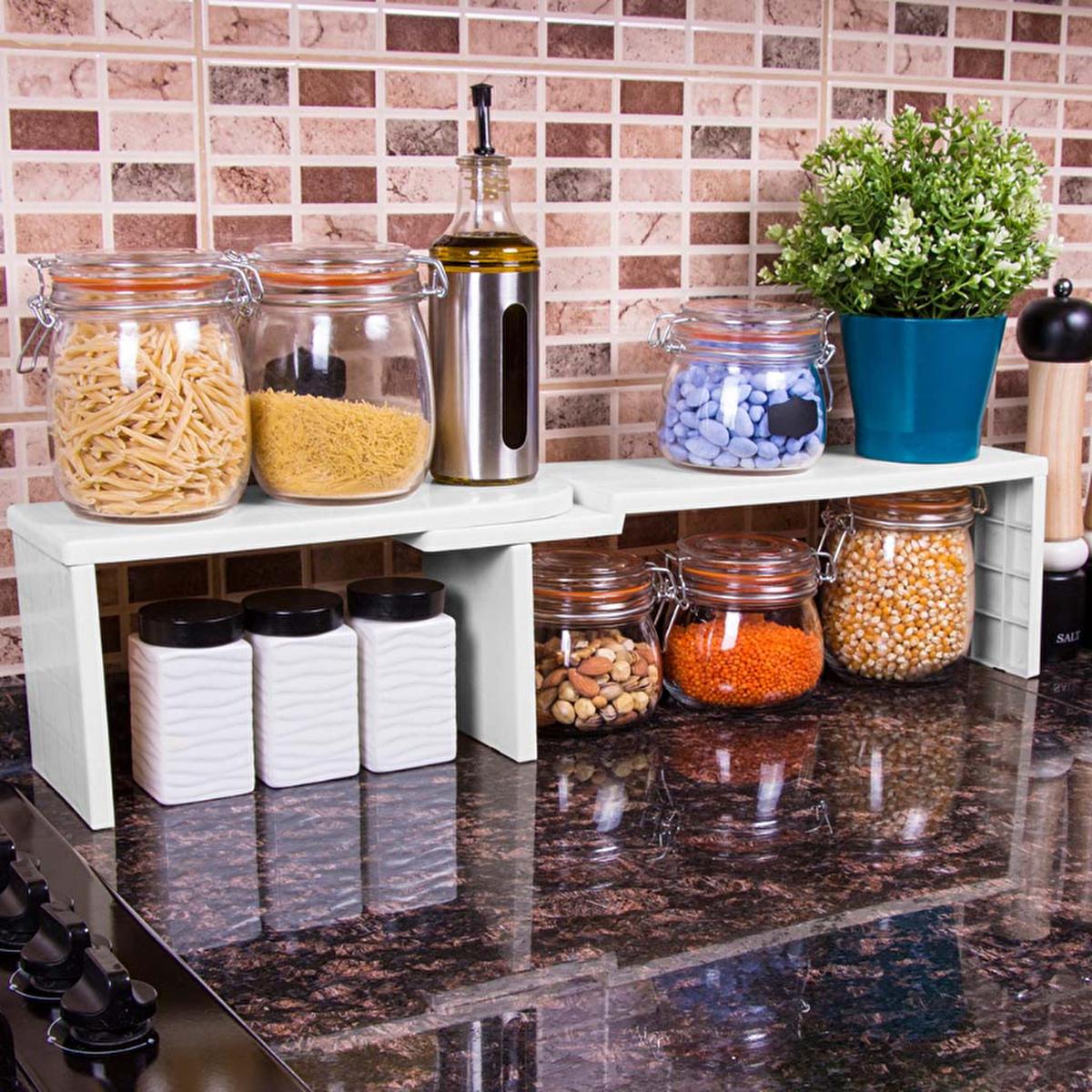 Decobella Adjustable Shelf Organizer - Rotating Storage Solution for Home Organization