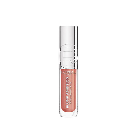 L'Oreal Paris Plump Ambition Hyaluron Lip Oil: Nude Macaron, Intense Hydration & Plumping Lip Gloss for Fuller, Smoother Lips