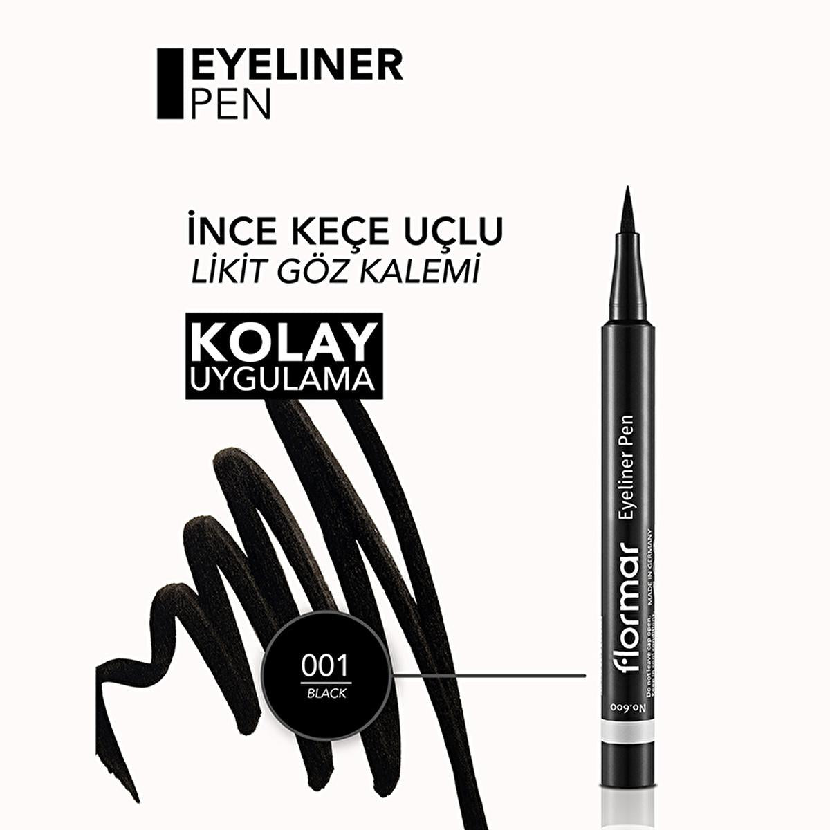 Flormar Matte Black Felt Tip Eyeliner: Intense Pigment, Long Lasting, Precise Liquid Definition - Smudge Proof for Dramatic Eyes